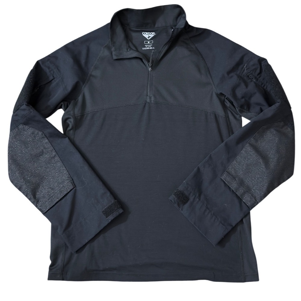 Condor Mens Tactical Combat Shirt Black Quarter Zip Ripstop Mesh Medium EE15